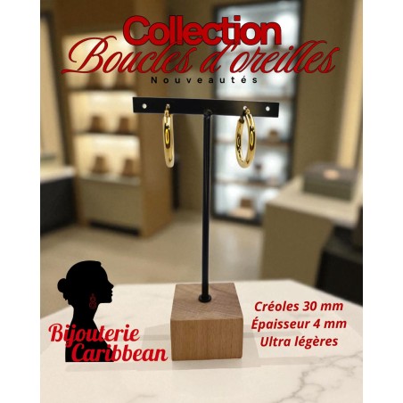 Gold Hoop Earrings 30 mm Ultra Lightweight | Bijouterie Caribbean