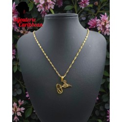 Collier carte Guadeloupe doré acier inoxydable | Bijouterie Caribbean