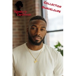 Gold Guadeloupe Map Necklace with Star Stainless Steel | Bijouterie Caribbean