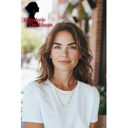 Double Chain Guadeloupe Hibiscus Necklace Stainless Steel | Bijouterie Caribbean