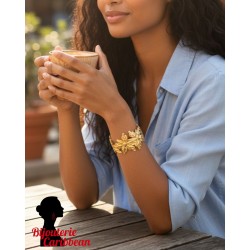 Bracelet feuilles doré acier inoxydable | Bijouterie Caribbean