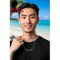 Collier Guadeloupe doré typographie acier inoxydable | Bijouterie Caribbean